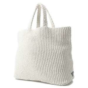 Prada Bag Basket White Logo Raffia Tote Bag Crochet